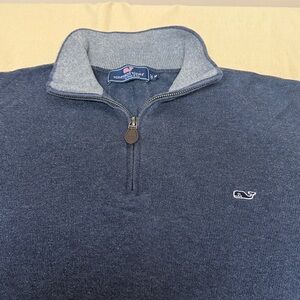 Vineyard Vines Men's Dark Blue 1/4 Zip-Up Sweater